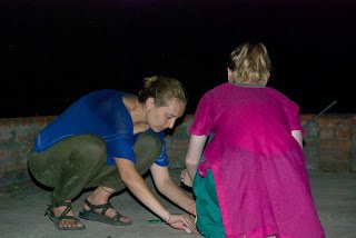 team members and volunteer - interns for organic farming / sustainable agriculture late evening permaculture farming activity in a bio-dynamic farm plot